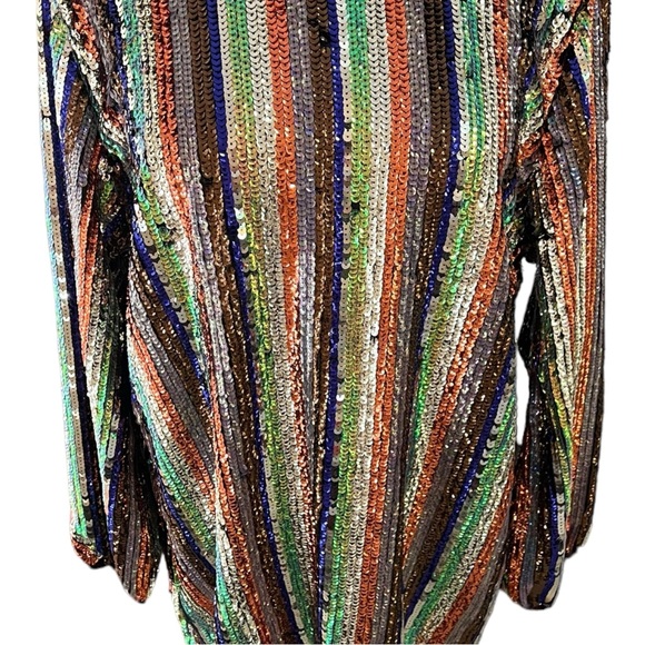 NWT EVA MENDES MULTICOLOR SEQUINED Long SLEEVE DRESS size Medium backless NY CO - Picture 8 of 15